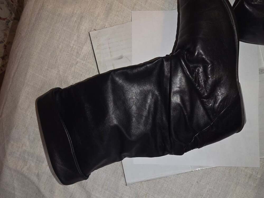 Dexter Slouch Boots Size 7M Black Leather Fold Over Knee High